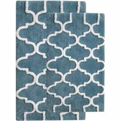 Buy ???? Saffron Fabs Geomatrics 2 Pc. Bath Rug Set, 24 X 17 And 34 X 21 ????