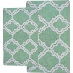 Buy ???? Chesapeake Merchandising Chesapeake Double Quatrefoil 2Pc. Subtle Green Bath Rug Set 36965 ❤️