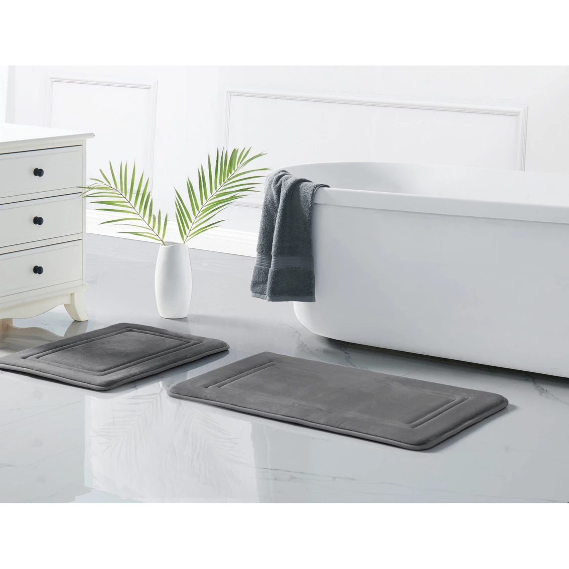Best Pirce ???? Truly Calm HeiQ Antimicrobial Memory Foam Bath Rug Set Of 2 ???? - Image 5