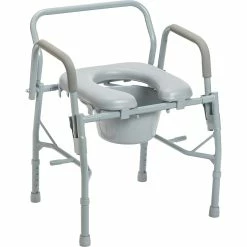 Outlet ???? Drive Medical Steel Drop Arm Bedside Commode With Padded Seat And Arms ????
